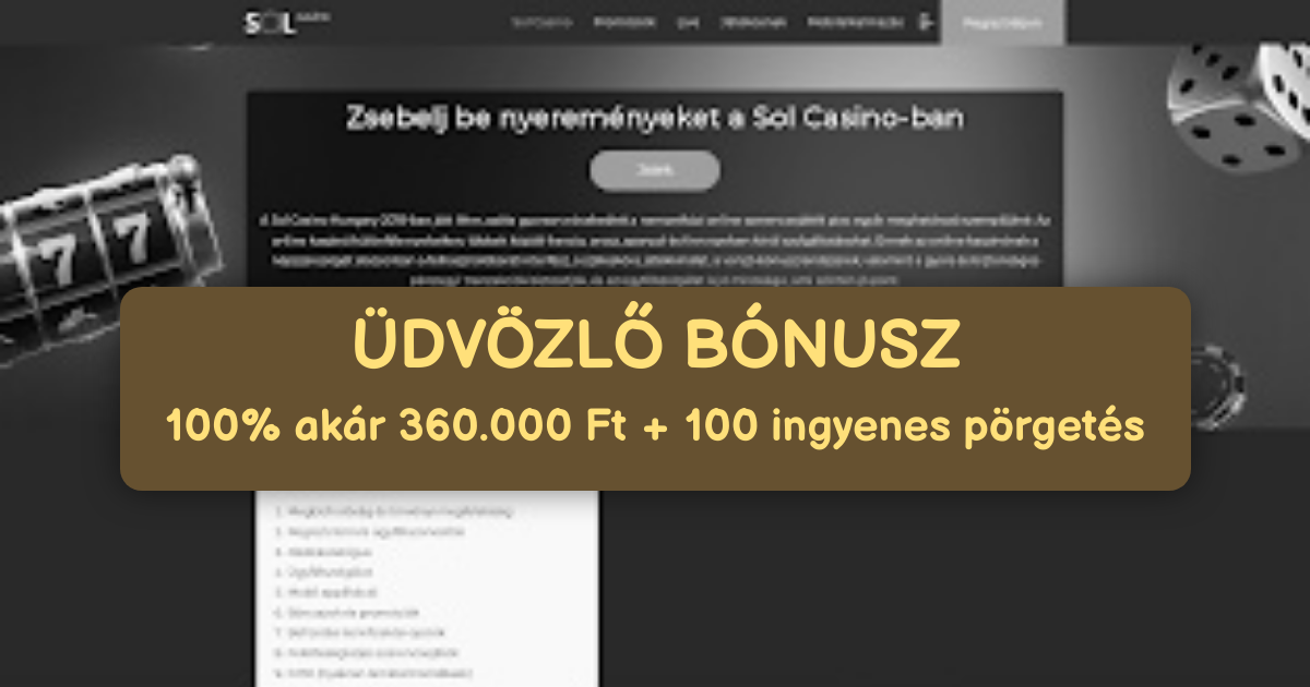 Sol Casino welcome bonus